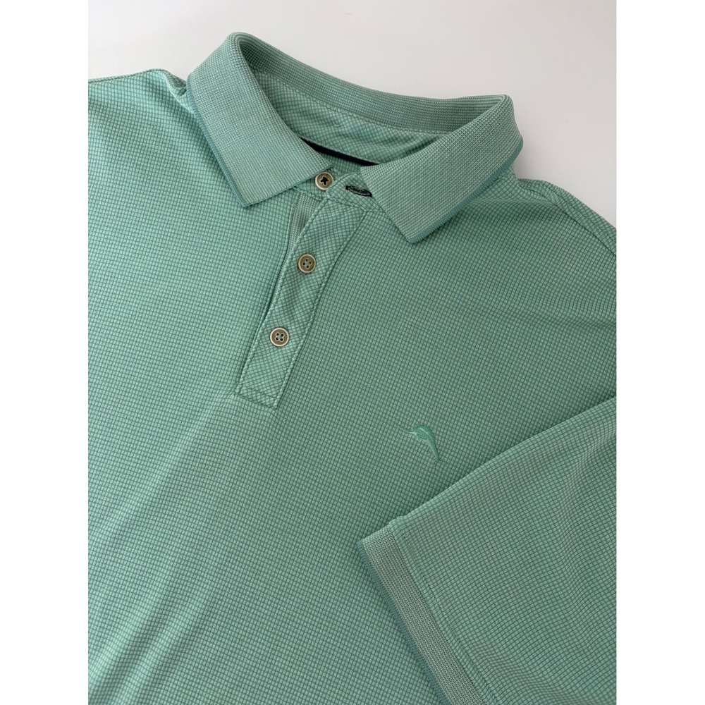 Tommy Bahama Mens XL Green Textured Modal Blend Short Sleeve Polo Shirt